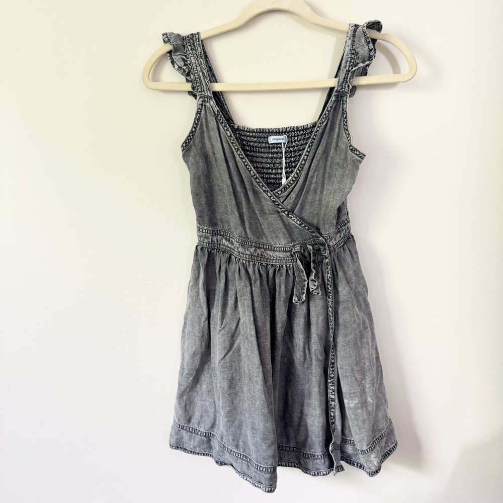 Mayoral Gray Chambray Dress Girls Size 12 New Without Tags - Picture 2 of 5